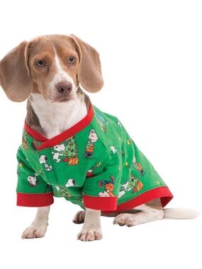 XL Dogs Green Holiday Peanuts Print pijama